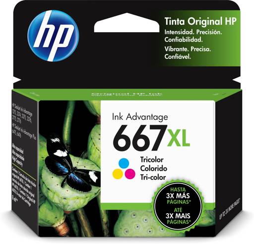 Cartucho de Tinta HP 667XL Tricolor Original